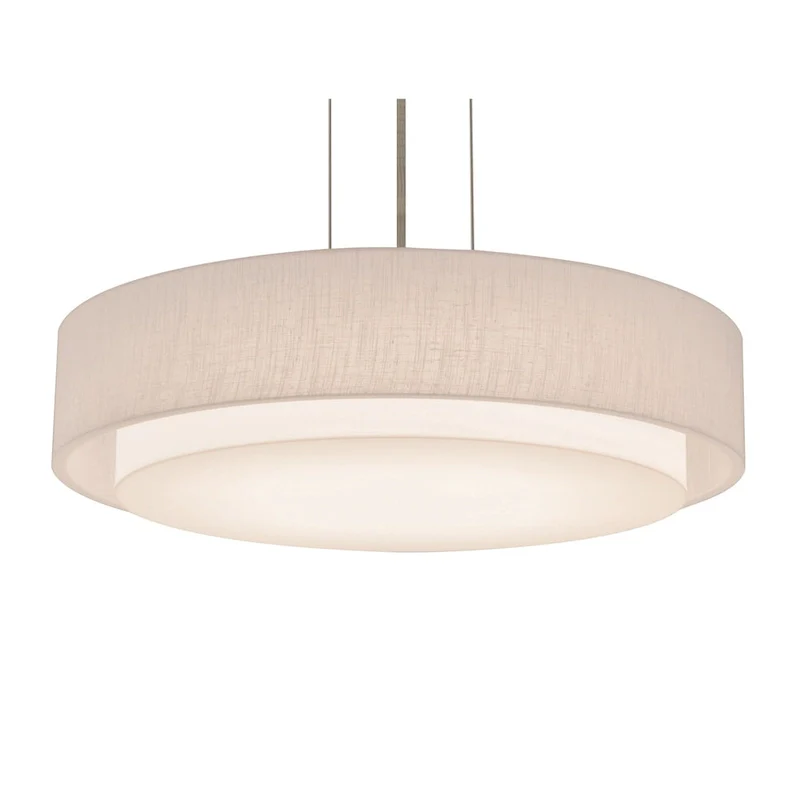 Sanibel 18-inch Satin Nickel LED Pendant, Linen White Shade