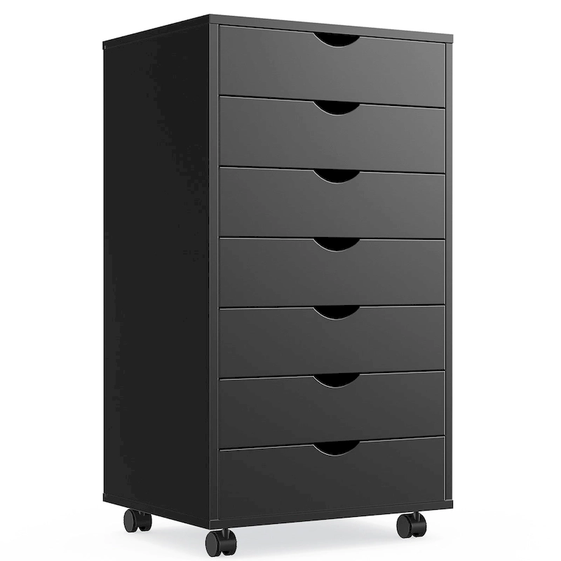 7 Drawer Chest - Storage Cabinets with Wheels Dressers Wood Dresser Cabinet Mobile Organizer Drawers for Office