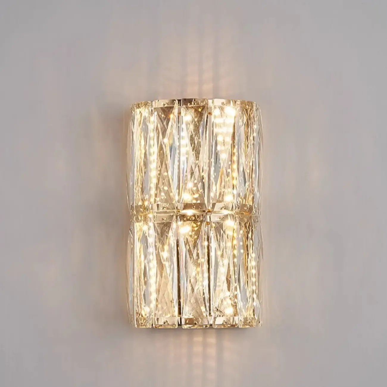 Direct-wired Steel Wall Sconce with Crystal Shade
