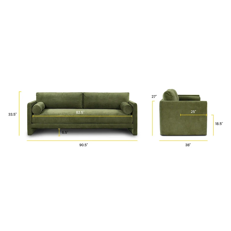 Poly & Bark Lea 90   Sofa - Includes 2 Bloster Pillows and Removable Cushion Covers