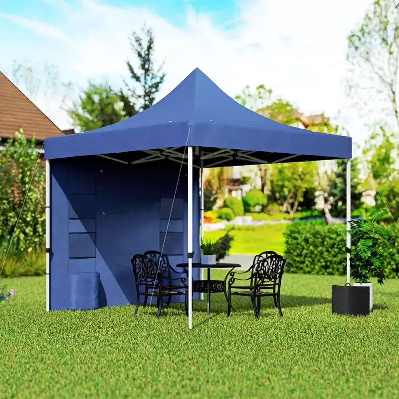 Outsunny 10' x 10' Heavy Duty Pop Up Canopy Tent with Sidewall, UPF50+ Instant Sun Shelter