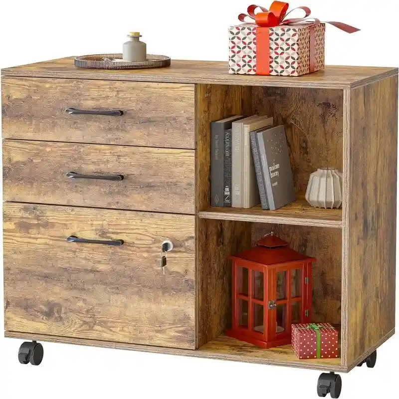 3-Drawer Mobile File Cabinet - 14.2 D x 31.5 W x 25.4 H