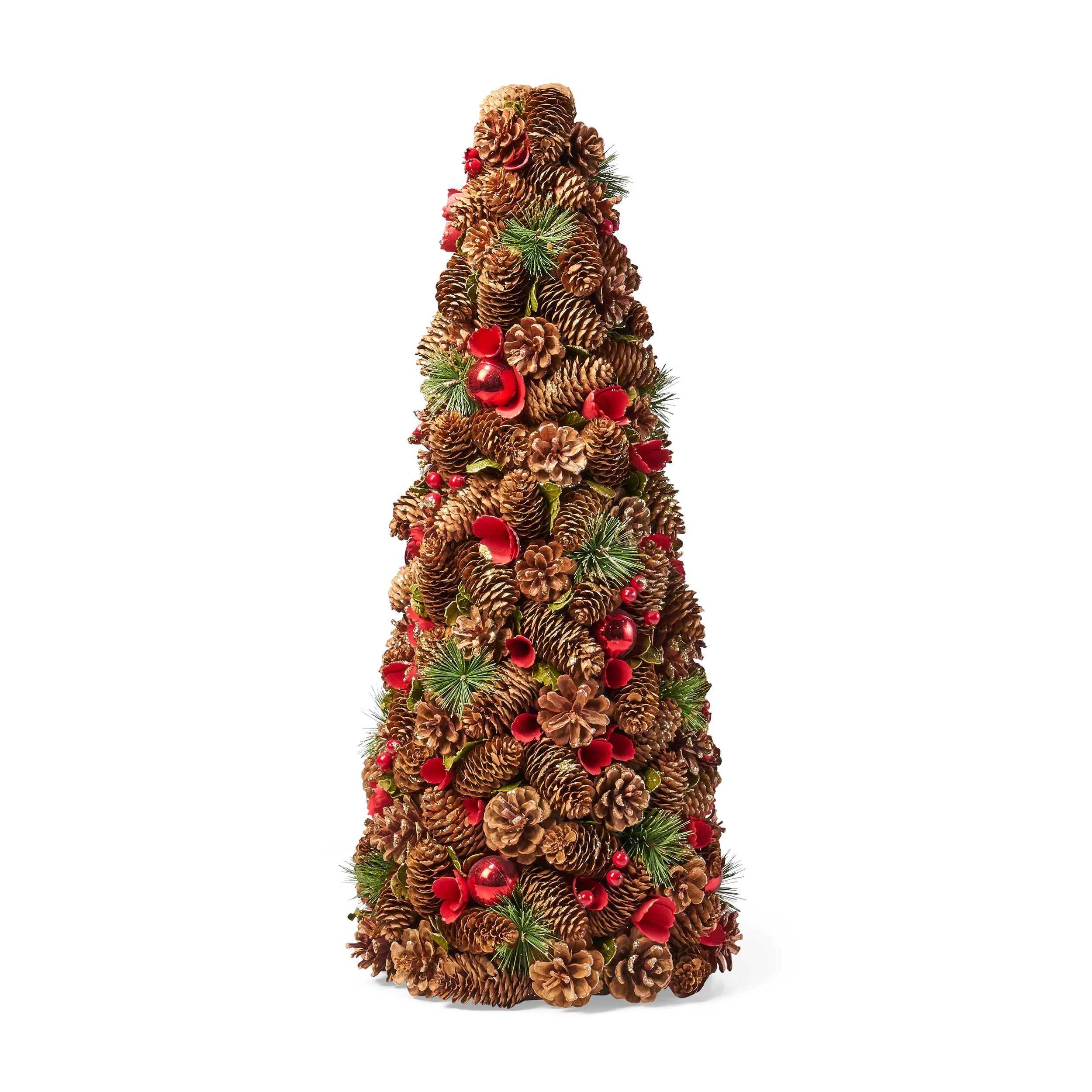 Pre-Decorated Pine Cone and Glitter Unlit Artificial Tabletop Christmas Tree - NH956313