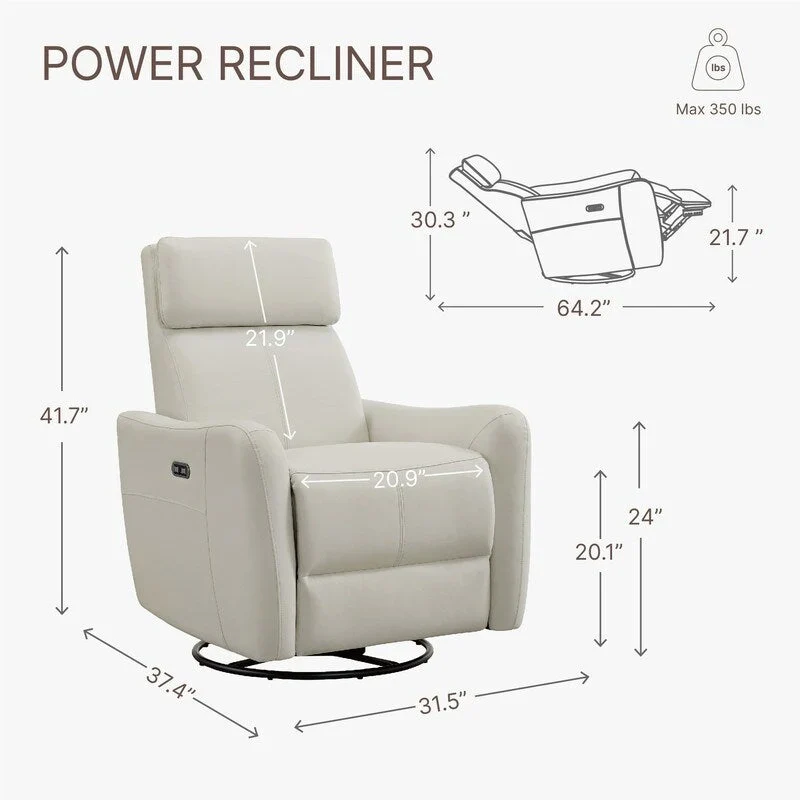 Merlin Power Swivel Glider Rocker Recliner Nursing Chair Recliner