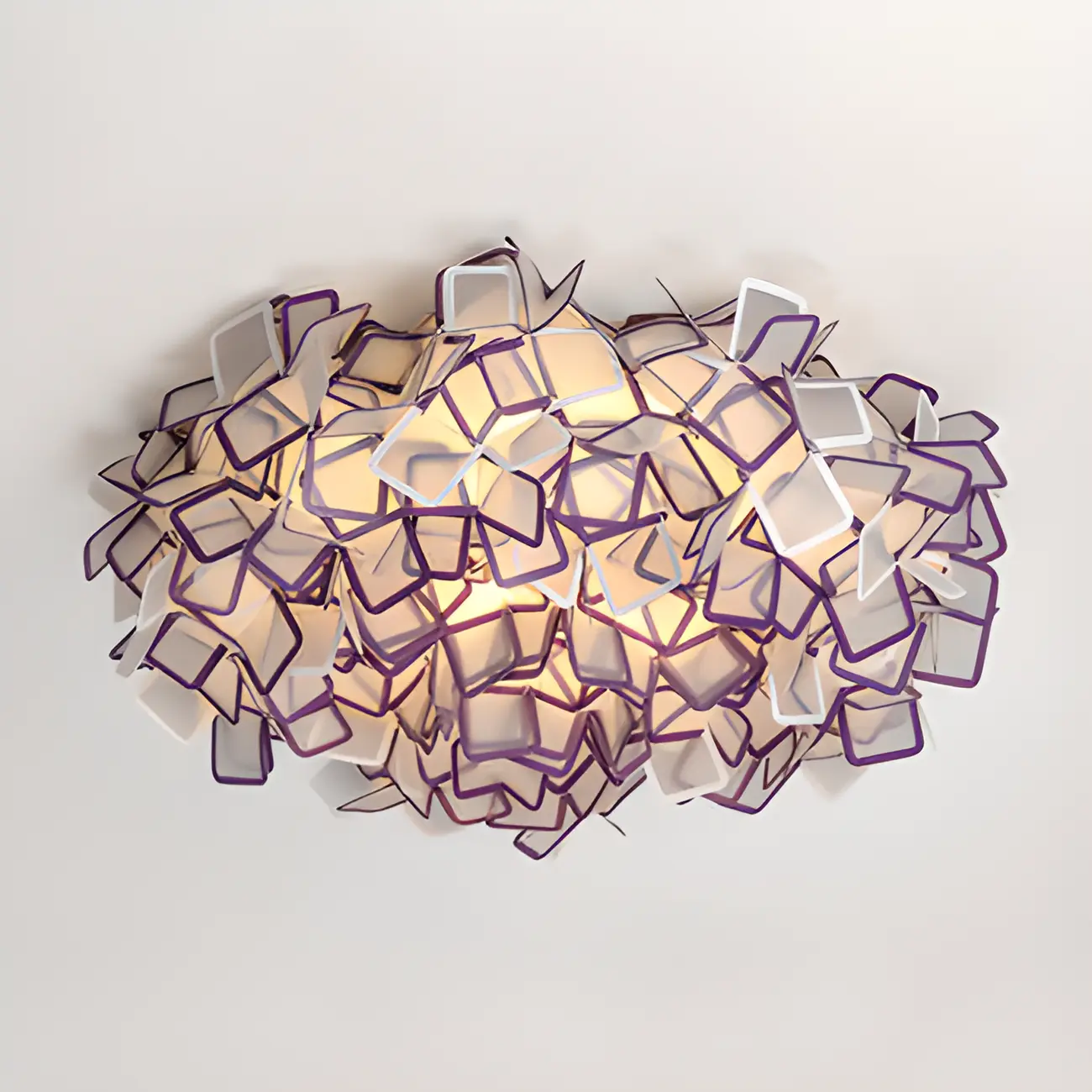 Art Deco White Geometric Plastic LED Flush Mount Ceiling Light