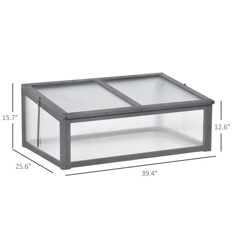 Wooden Cold Frame Greenhouse, Mini Greenhouse with Polycarbonate Board and Solid Wood Frame,Cold Frame, Terrarium Planter Box,39 x 26 x 16