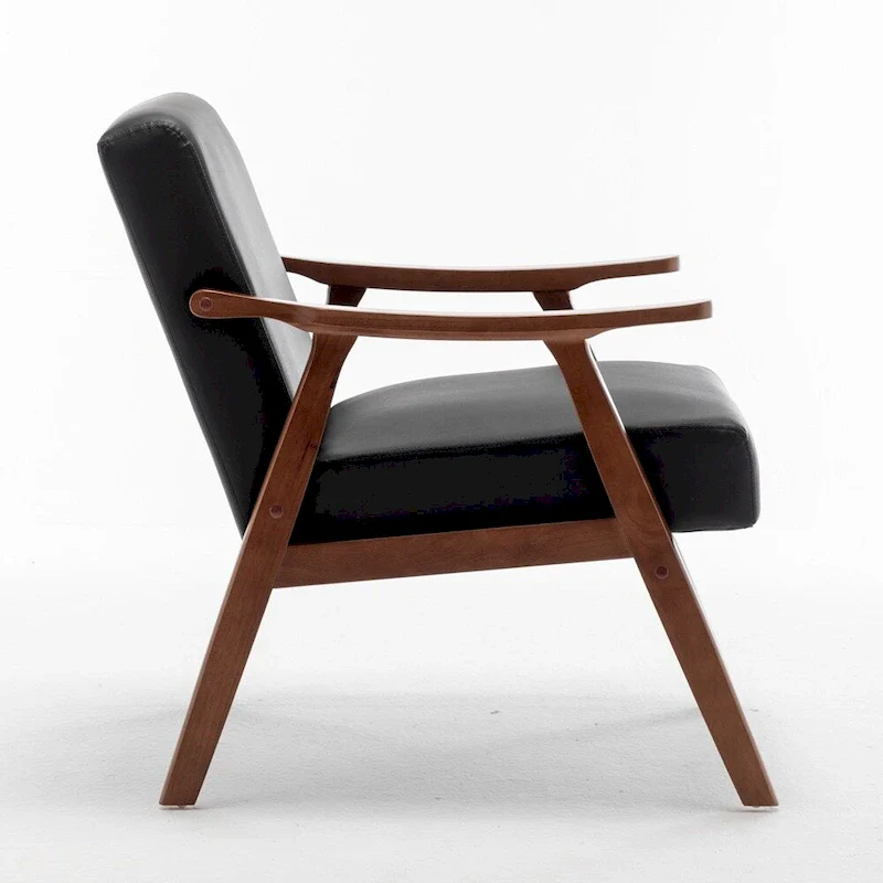 Extra-Thick Backrest Accent Chair with Solid Wood Frame