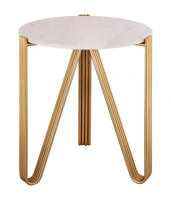 Ayala White Marble Accent Table