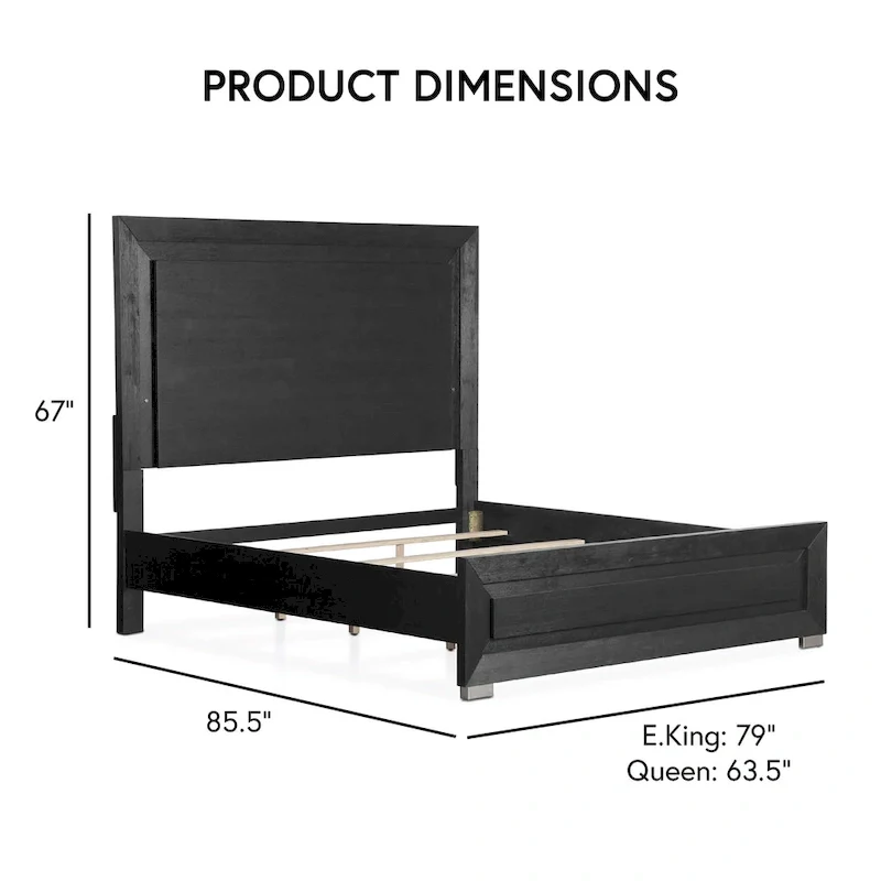 Furniture of America Alaric Modern Black Solid Wood 3-Piece Bed and 2 Nightstand Bedroom Set With LED Headboard