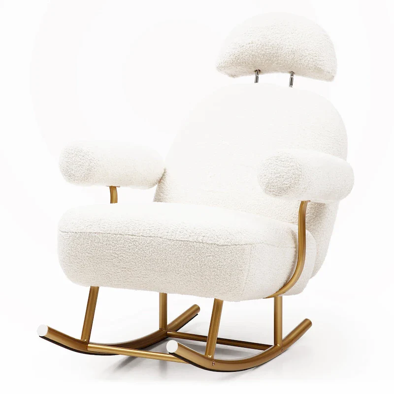 Sherpa Fabric Upholstered Rocker Glider Chair