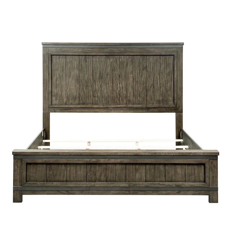 Dark Gray Rustic Panel Bed, Queen/King, 2-Person