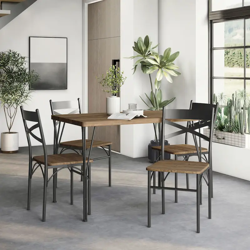 DH BASIC Small Space 4-Person Dining Set by Denhour