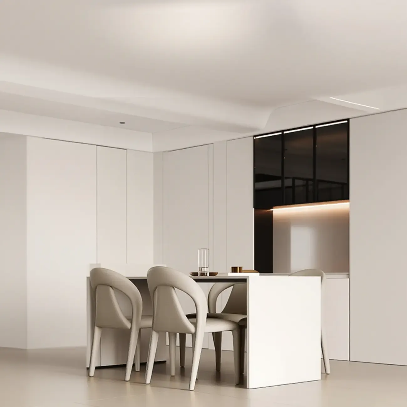 Modern Faux Leather Curved Back Armless Dining Chair Set of 2