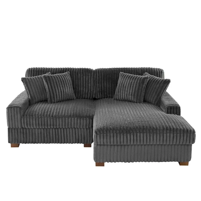Upholstered Chenille Velvet L Shaped Couch Modular Sofa With Chaise Lounge