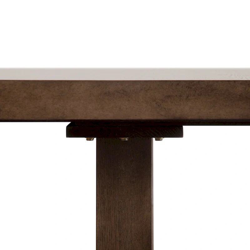 7-Piece Expandable Dining Table Set with Leaf - Solid Wood Trestle Base, 108