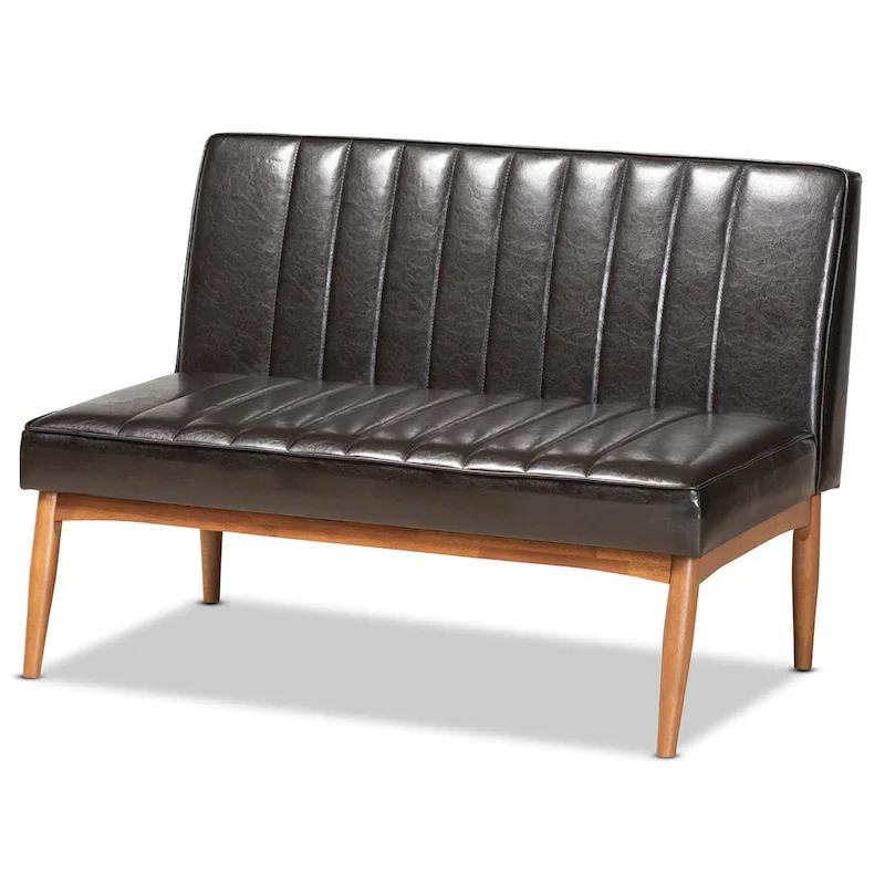 Daymond Mid-Century Upholstered and Walnut 5-PC Dining Nook Set