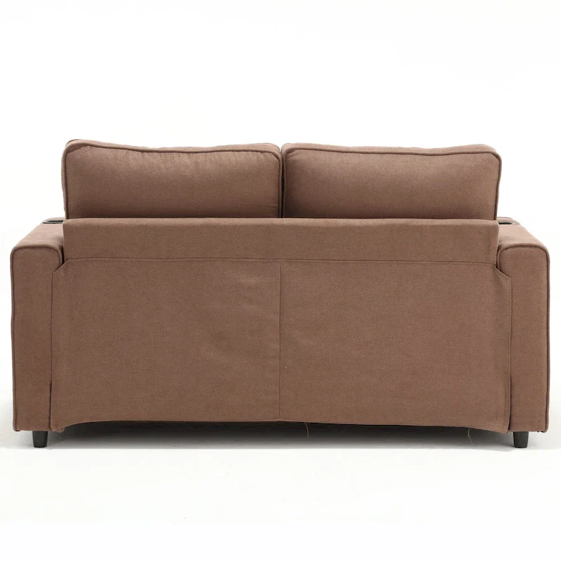 Foldable Tufted Loveseat with Pull Out Bed and Side Pockets