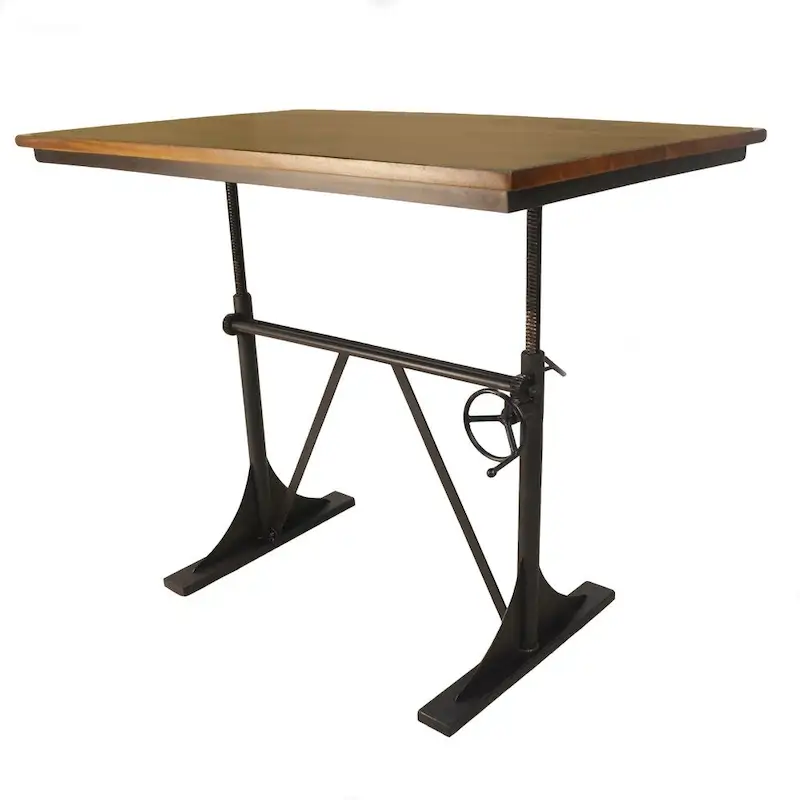 Rhett Adjustable Elm and Black Table - Brown