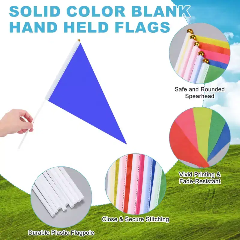 Unique Bargains Mini Sublimation Durable Polyester Hand Held Plain Flags