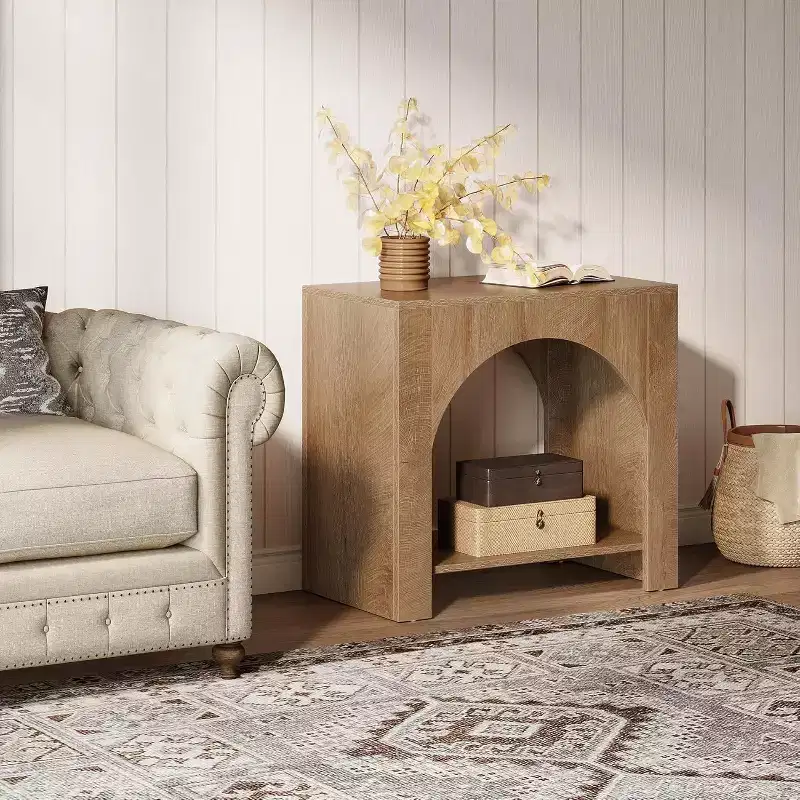 Lantine Farmhouse End Side Table with Storage