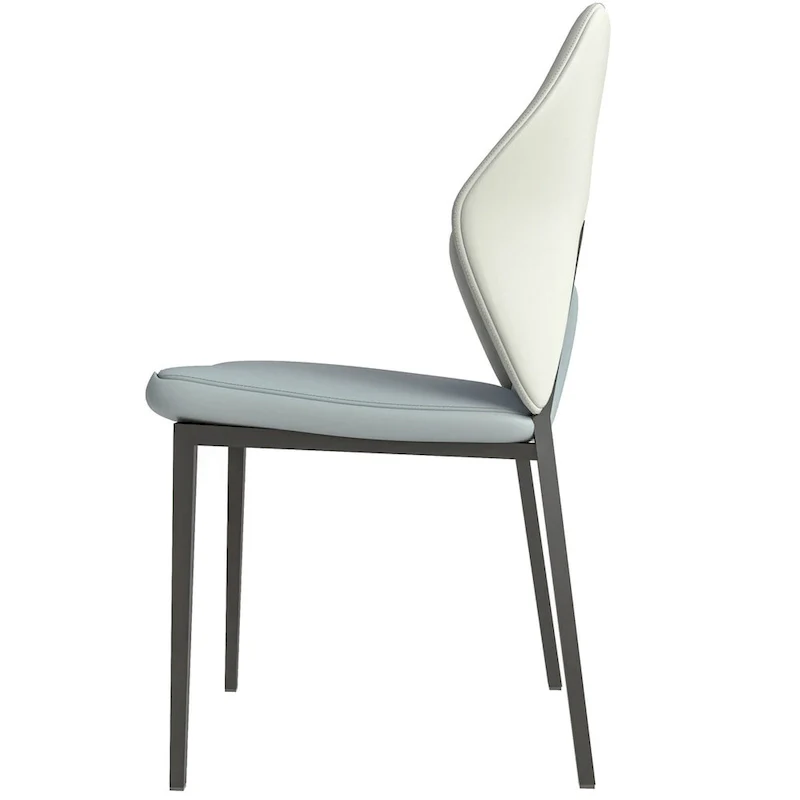 PU Leather Dining Chair – Brown/Grey/Blue Grey/Green Blue/White, Iron Legs, Single
