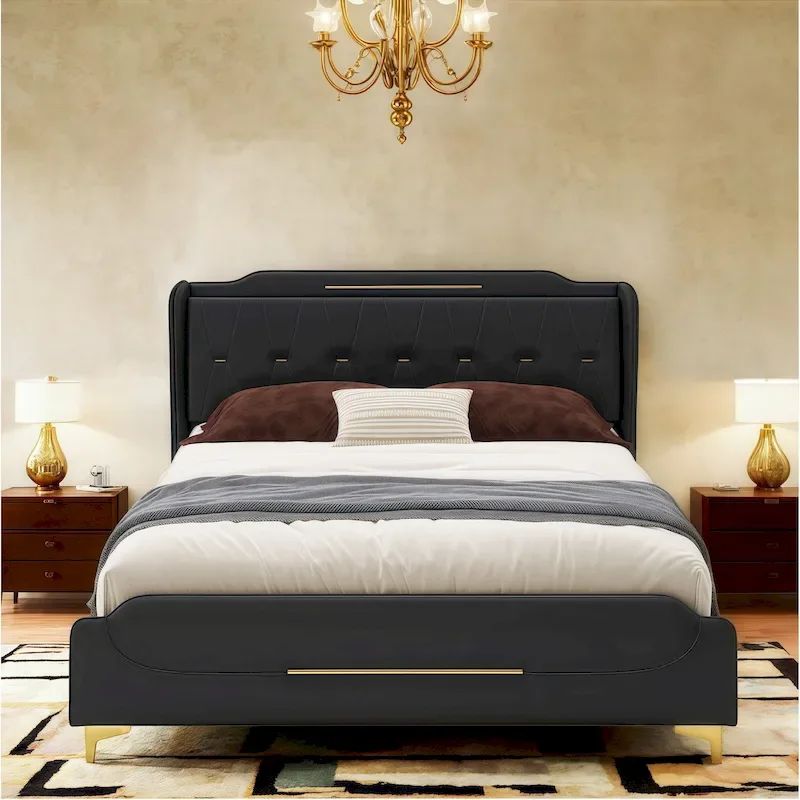 Modern Soft-Upholstered PU Leather Bed