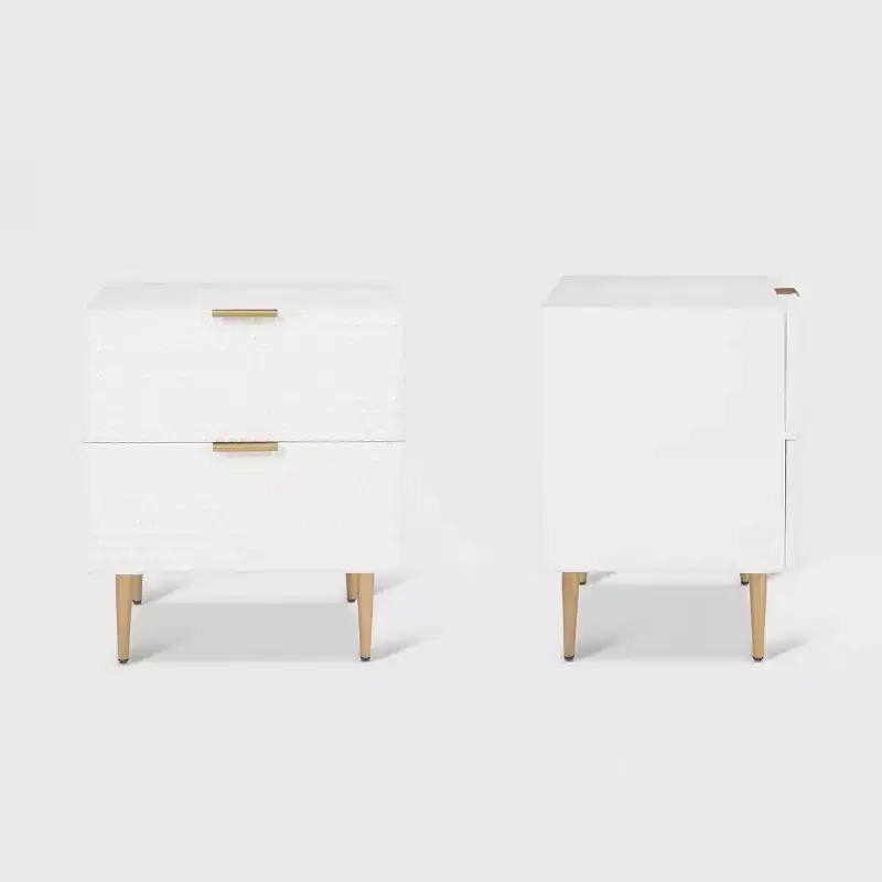 Jolie 2 Drawer Side Table White - Adore Decor