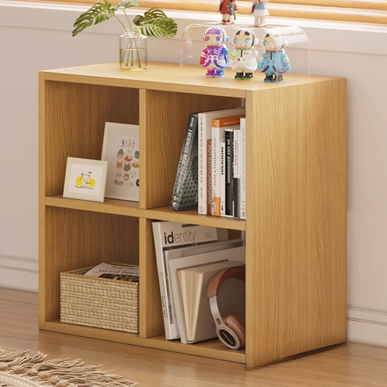 Modern Wood Cube Wood  Bookcase with Versatile Storage