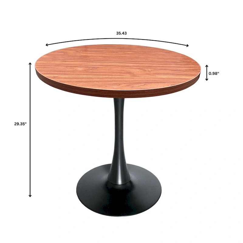 36 Round Dining Table with MDF Top and Black Iron Base