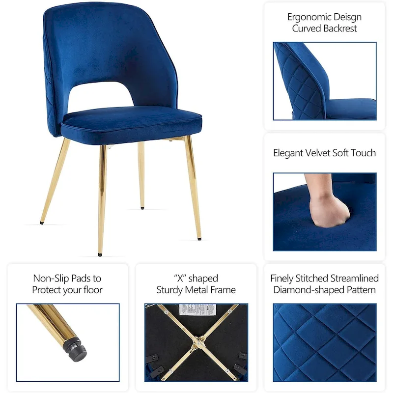 Howtai Upholstered Home Chair Hollow-Back Set of 4