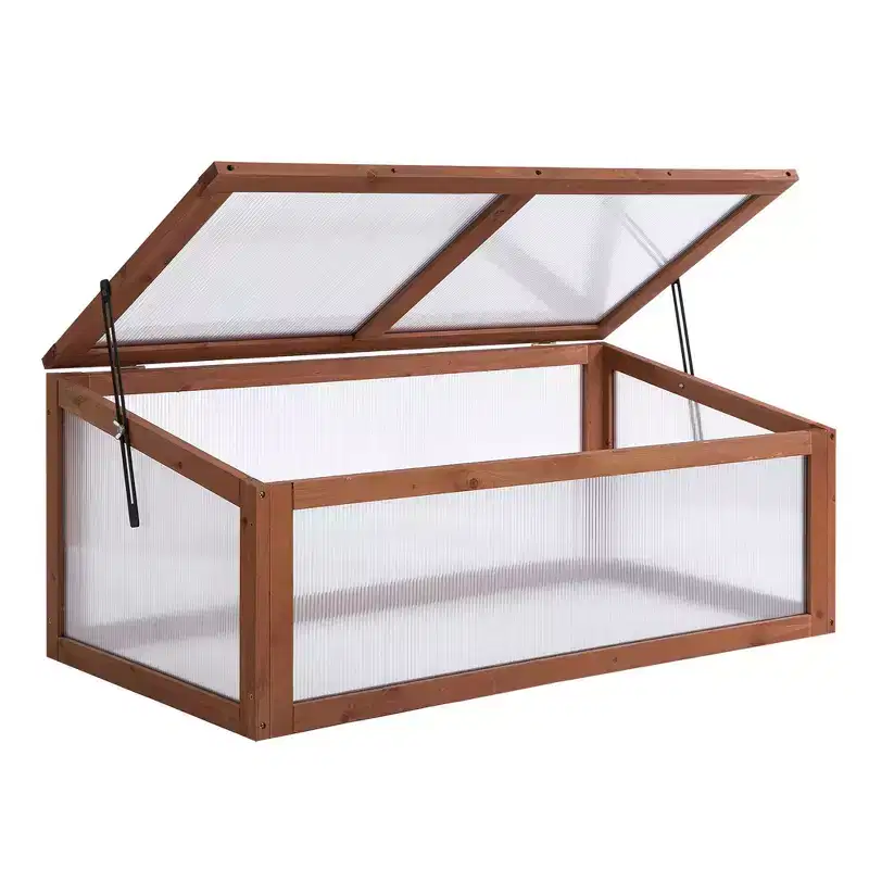 Wooden Cold Frame Greenhouse, Mini Greenhouse with Polycarbonate Board and Solid Wood Frame,Cold Frame, Terrarium Planter Box,39 x 26 x 16