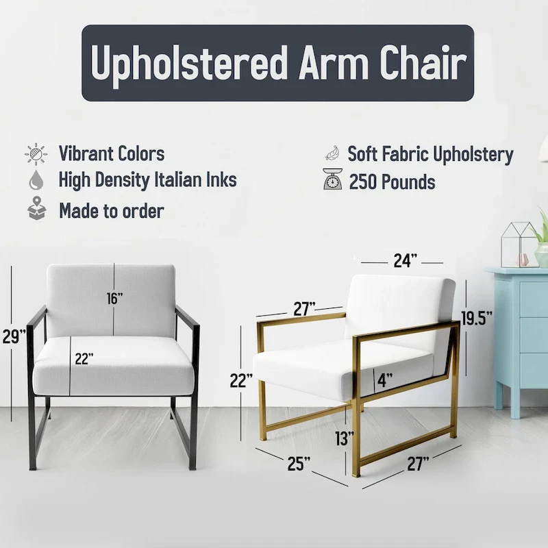 Designart  Pastel Abstract With Blue Black & Gold Spots III  Upholstered Fractals Accent Chair and Modern Arm Chair