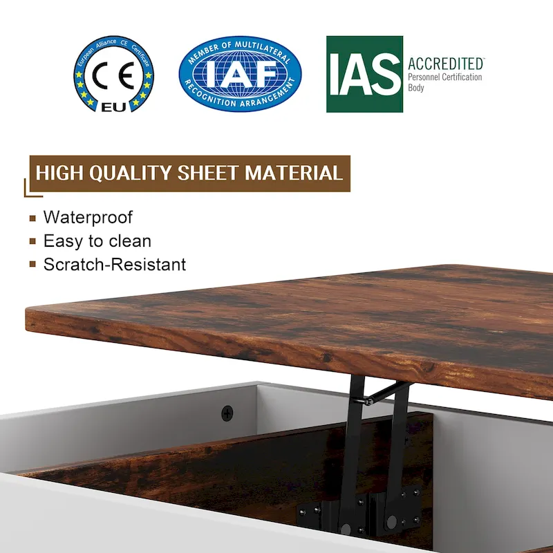 Futzca Wood Coffee Table with Hidden Compartment