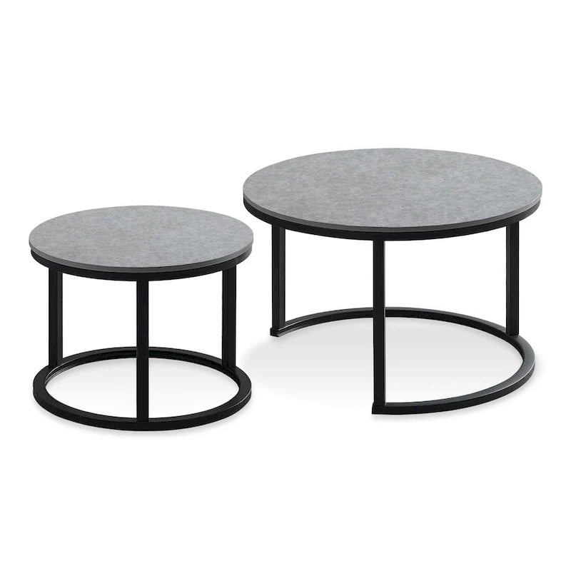 Round Nesting Coffee Table Set - 2 Pieces - Black/White/Grey Options