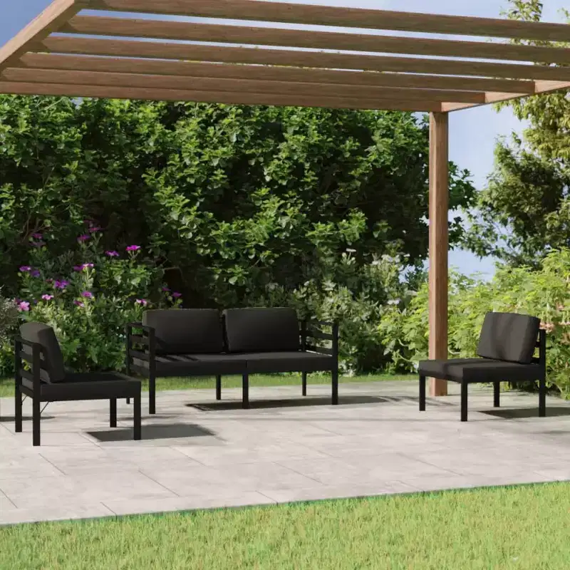 vidaXL Patio Lounge Set Outdoor Sectional Sofa Set Table Aluminum Anthracite