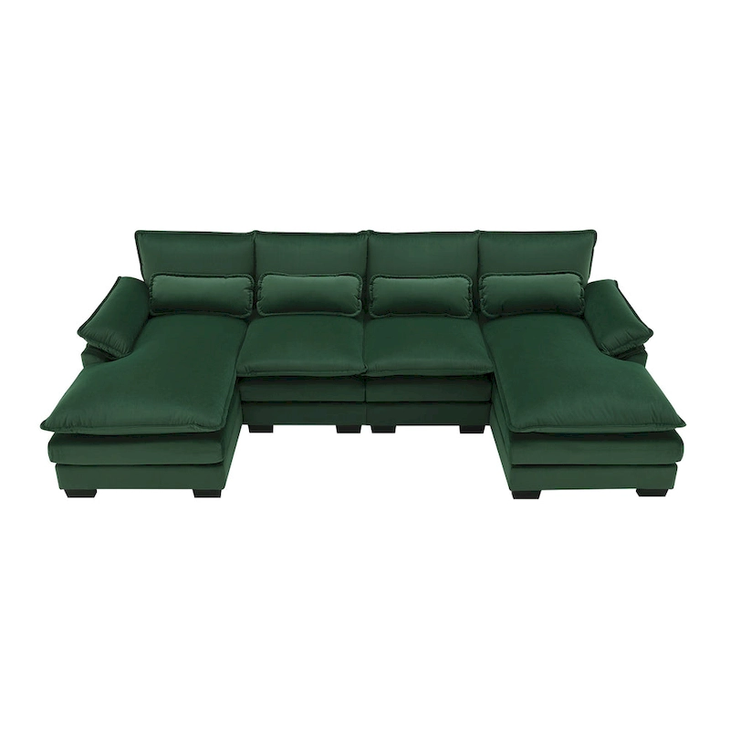 [VIDEO provided][New]109.8*55.9  Modern U-shaped Sectional Sofa with Waist Pillows,6-seat Upholstered Symmetrical Sofa Furniture