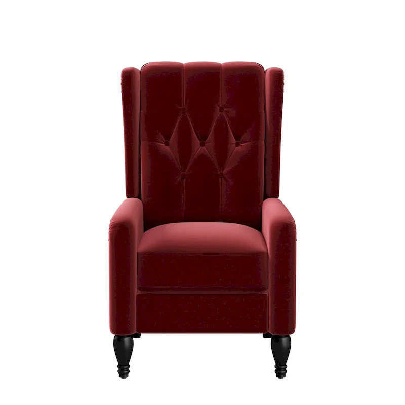 Gracewood Hollow Bea Velvet Wingback Push Back Recliner Chair