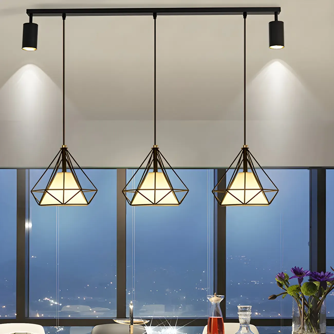 Modern Metal Cylinder Island Pendant Lights for Kitchen