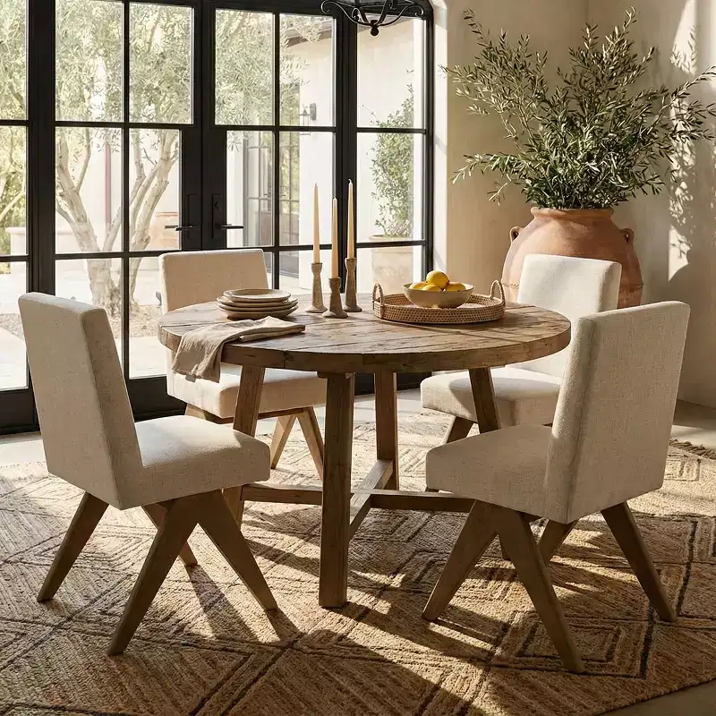 Set of 4 Upholstered Dining Chairs, Modern Solid Wood Armless Kitchen Chairs with Linen Fabric and Comfortable Cushioned Seat - Panipeachy