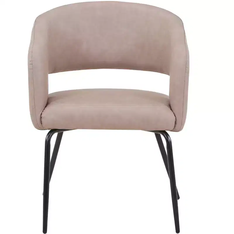 LeisureMod Dining Chair Upholstered in Velvet/Leather with Open Curved Backrest and Powder-Coated Iron Legs Gavin Collection Set of 2