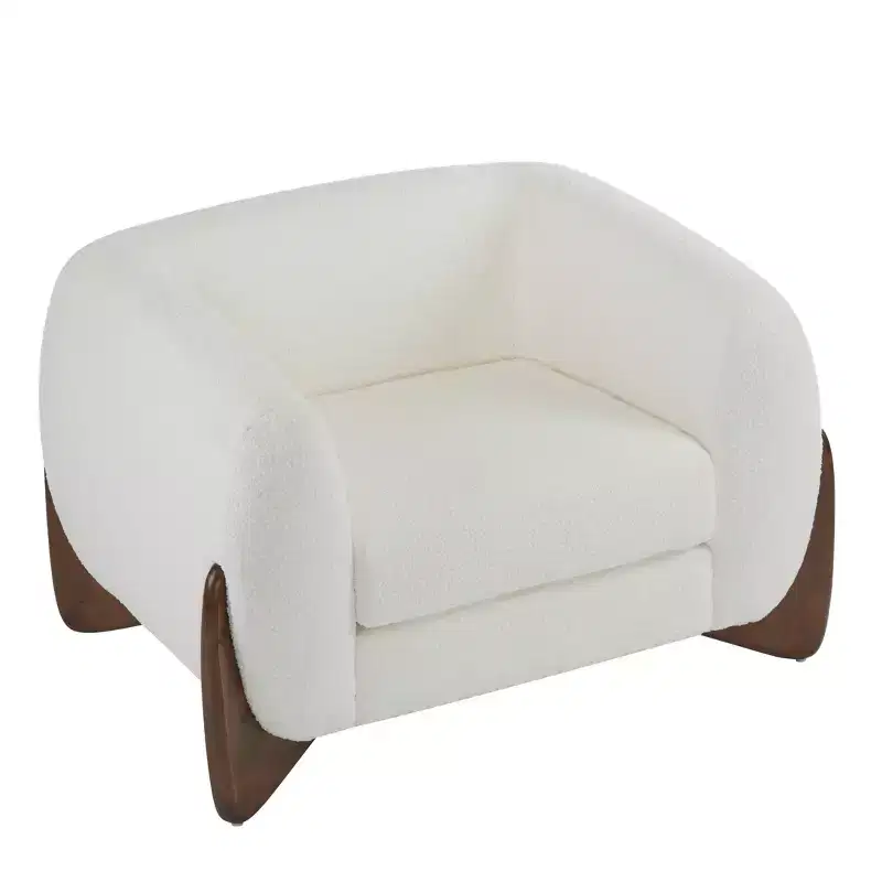Christopher Knight Home Raymond Birch Wood Boucle Upholstered Club Chair