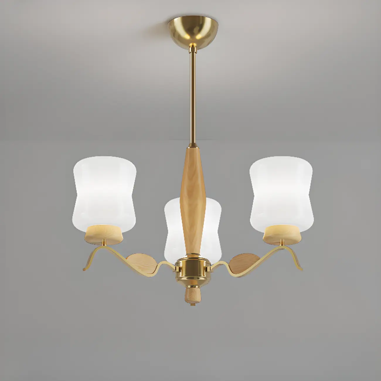 Modern Metal Chandelier with White Glass Shade for Home Decor