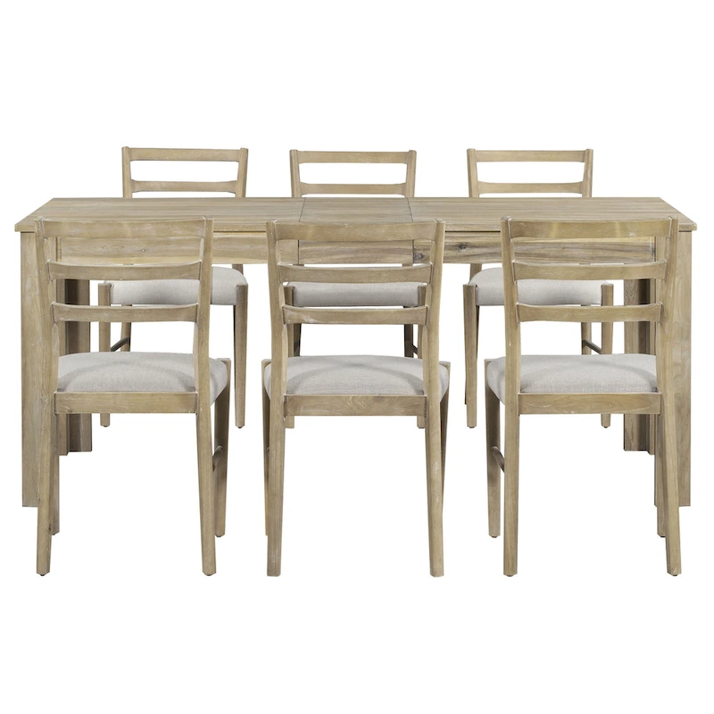 Nestfair 7-Piece Wooden Dining Table Set with 6 Chairs and 2 Drawers