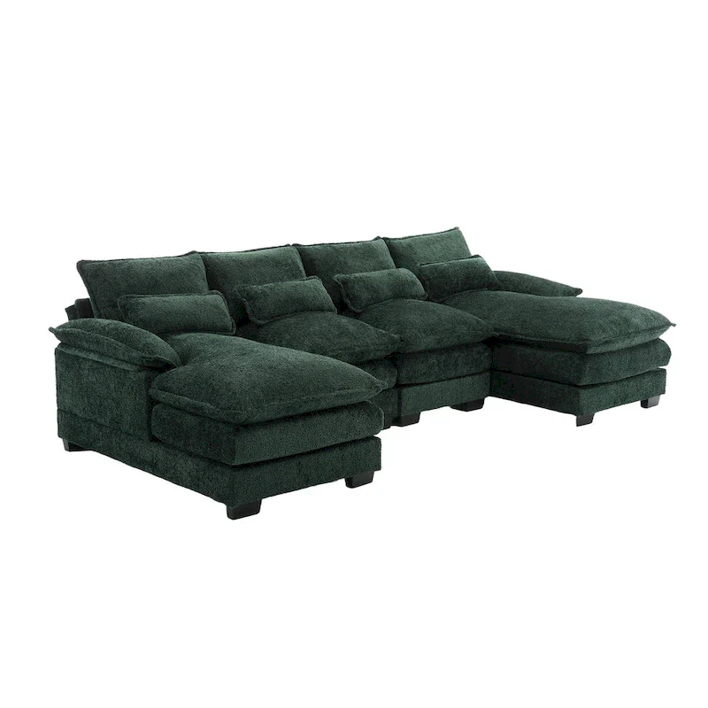 Ouyessir Large Chenille Fabric U-shaped Sectional Sofa with Cushions