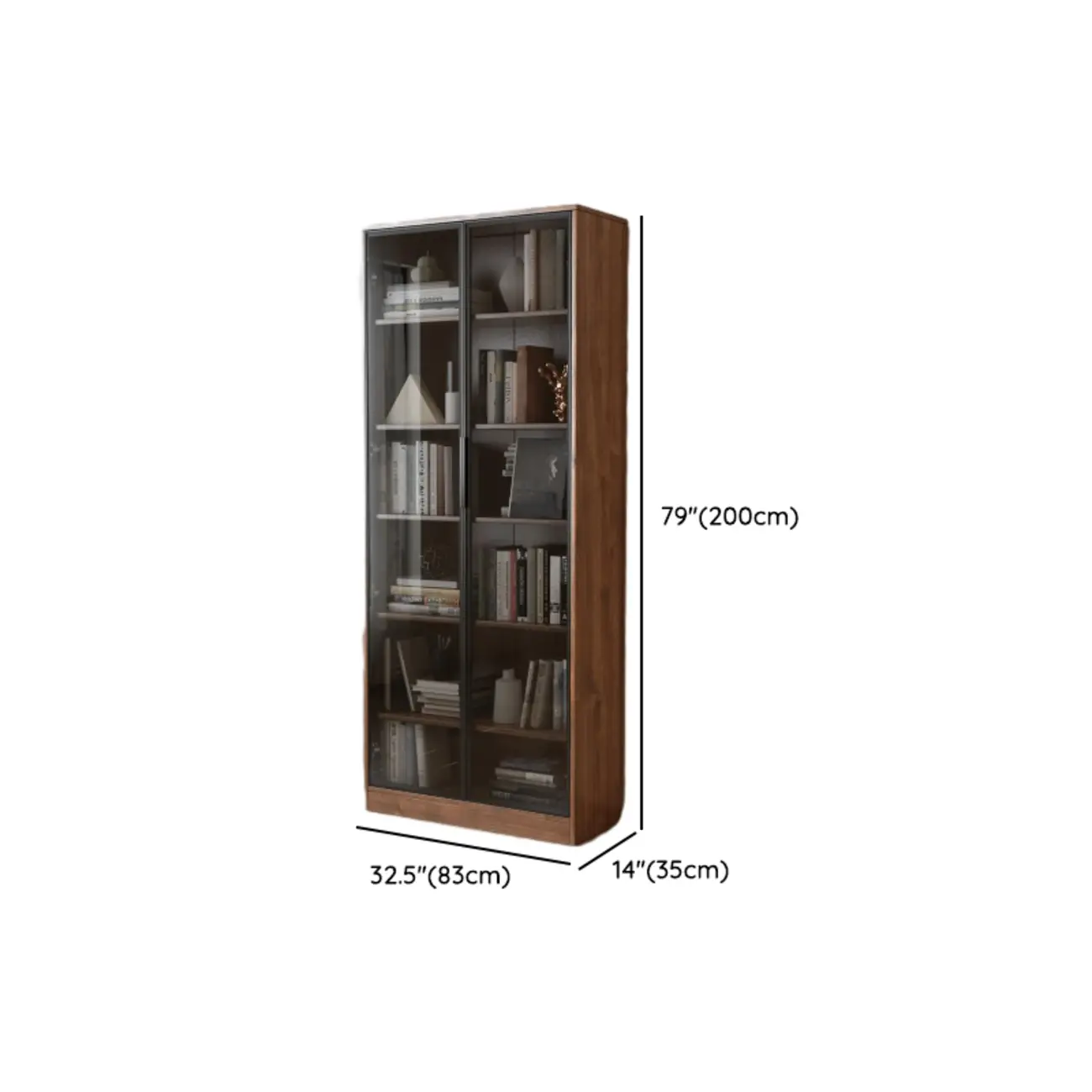 Traditional Brown Pecan Wood Bookcase with Drawers
