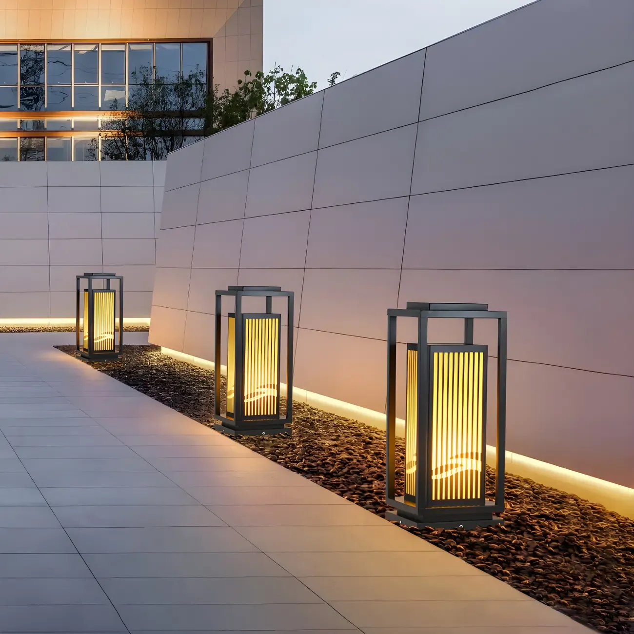 Black Metal Vertical Striped Post Cap Light