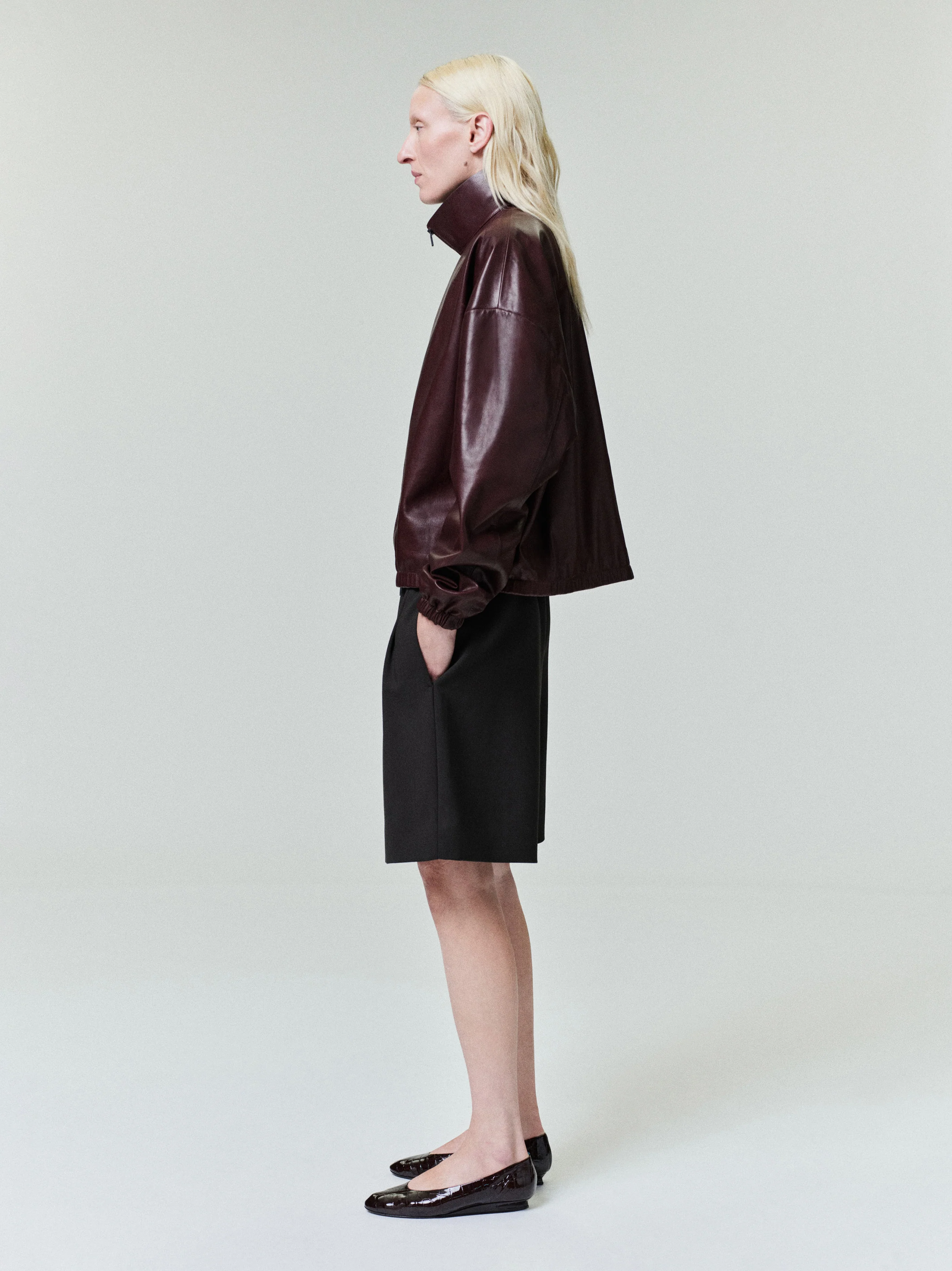Womens Leather Track Jacket