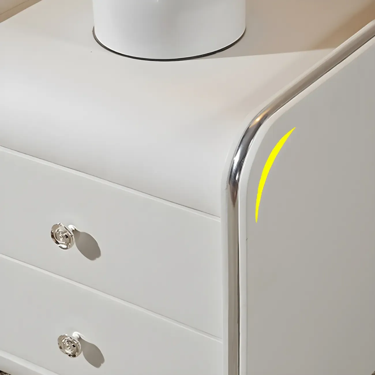 Luxurious Glossy Leather Wooden 2 Drawer Black Nightstand