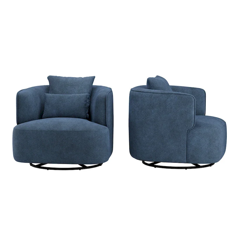 Swivel Accent Armchair Fabric Blend, Modern Barrel Living Room Sofa Chair - 32.7 W x 32.7 D x 26.8 H