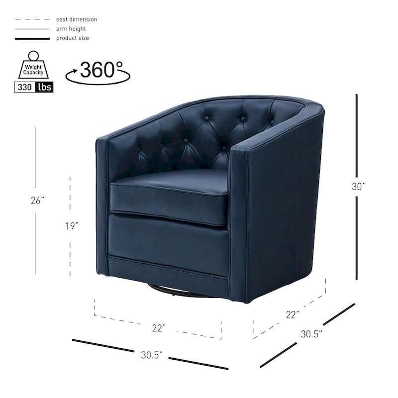 Walsh Top Grain Leather Swivel Chair